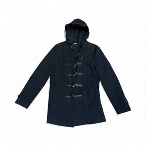 RARE! VINTAGE Tk.Takeo Kikuchi BLACK Duffle Coat SZ S/M (2)